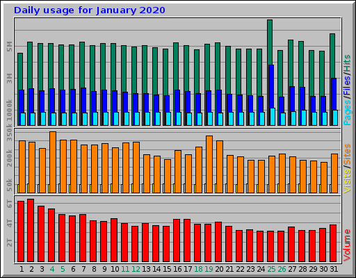 Daily usage for January 2020