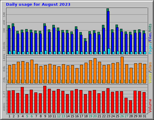 Daily usage for August 2023