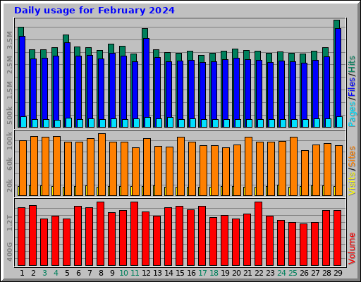 Daily usage for February 2024