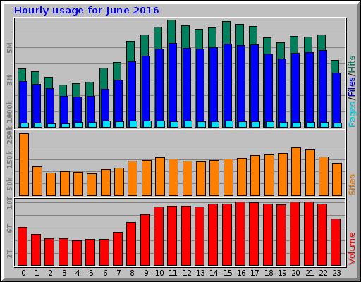 Hourly usage for June 2016