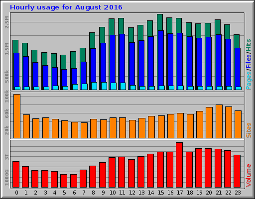 Hourly usage for August 2016