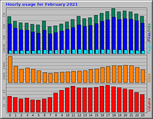 Hourly usage for February 2021